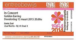 Golden Earring show ticket#1A-3 March 13, 2015 Eindhoven - Parktheater